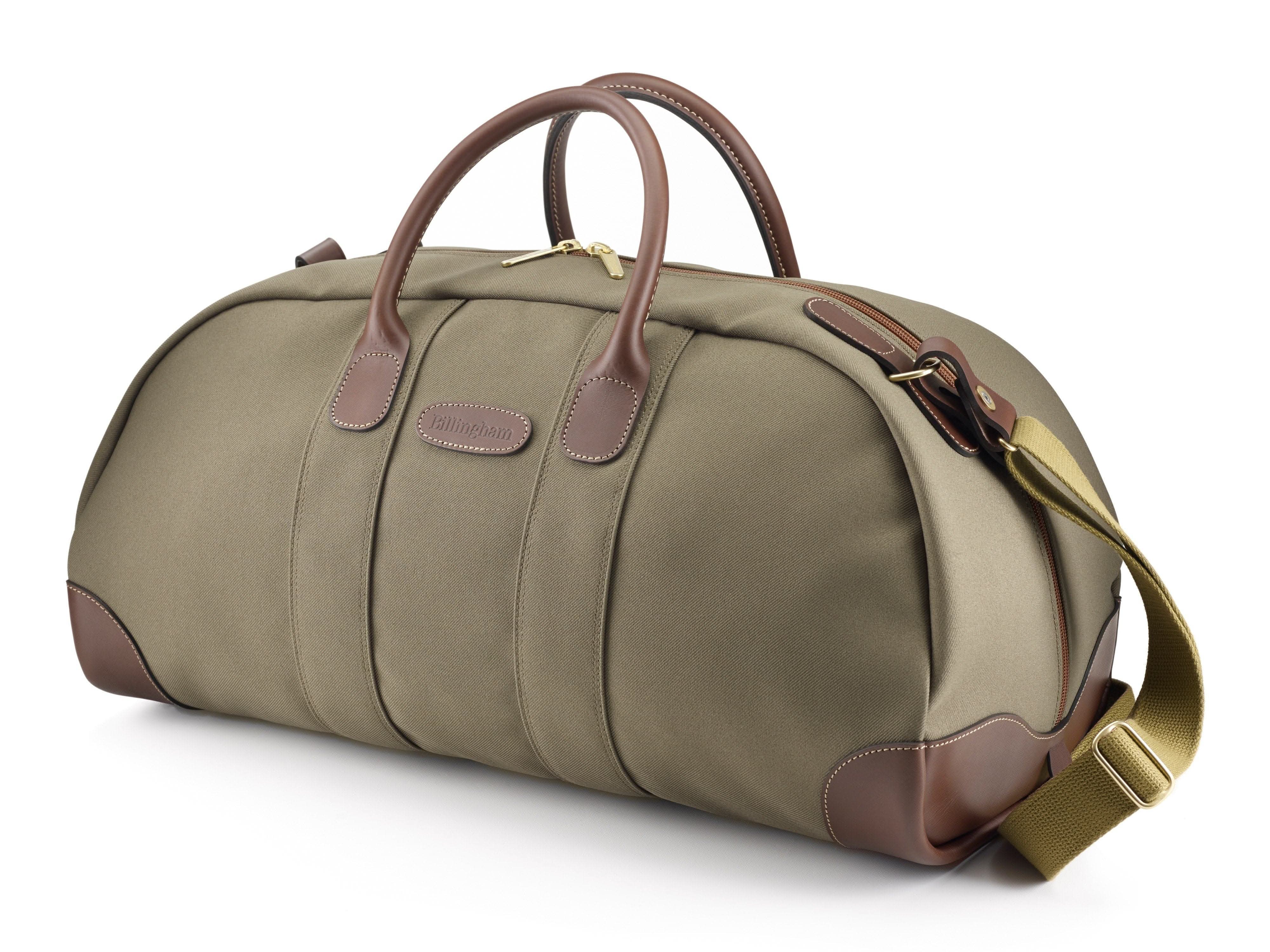 billingham-stowaway-weekender-reisetasche-khaki-chocolate image 1
